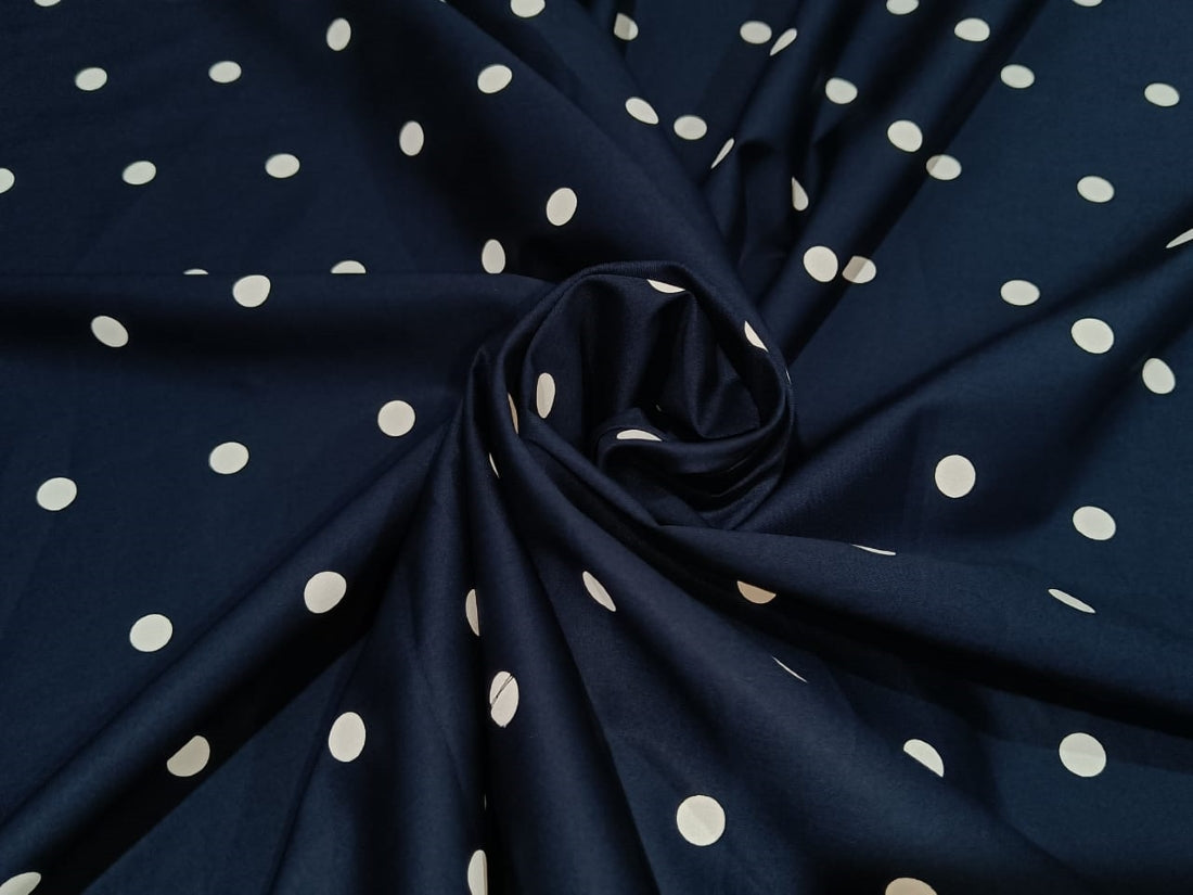 100% cotton navy with white dots LYCRA 58&quot; by the yard