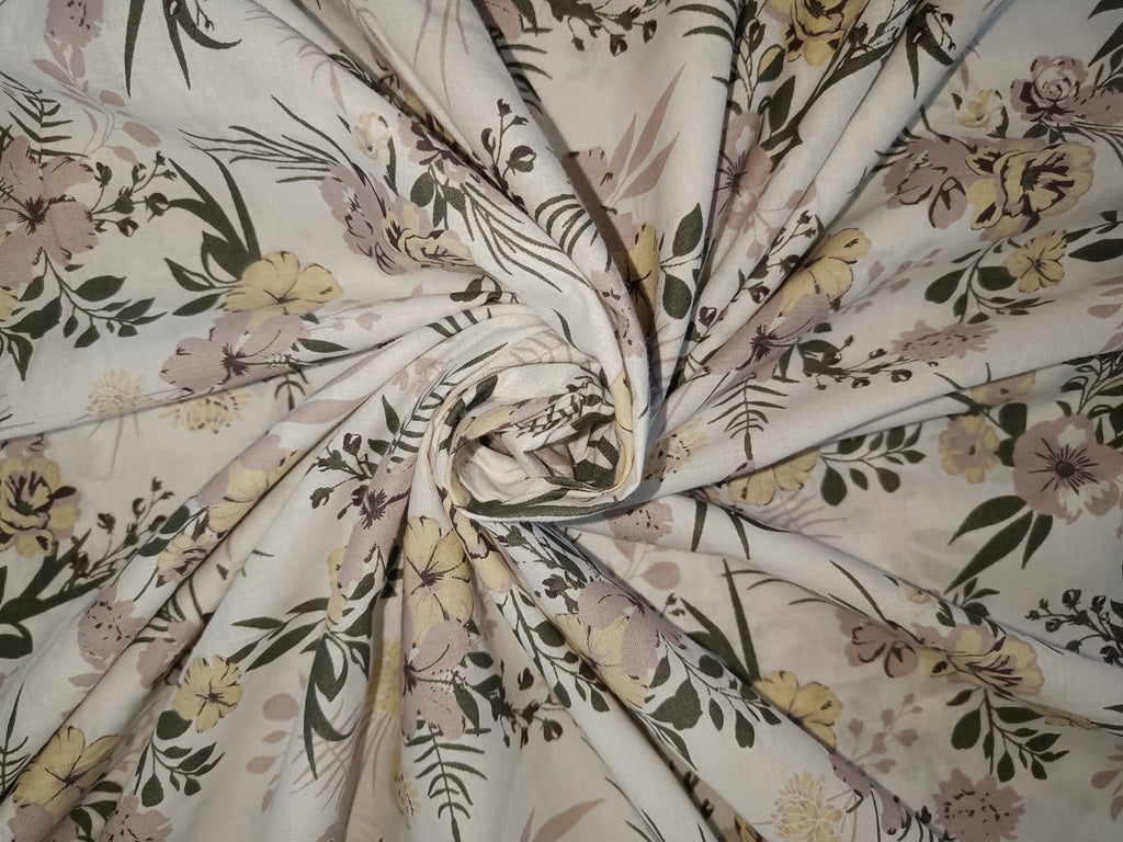 100% Pure Cotton lawn pastel floral  printed fabric 58" wide [12873]