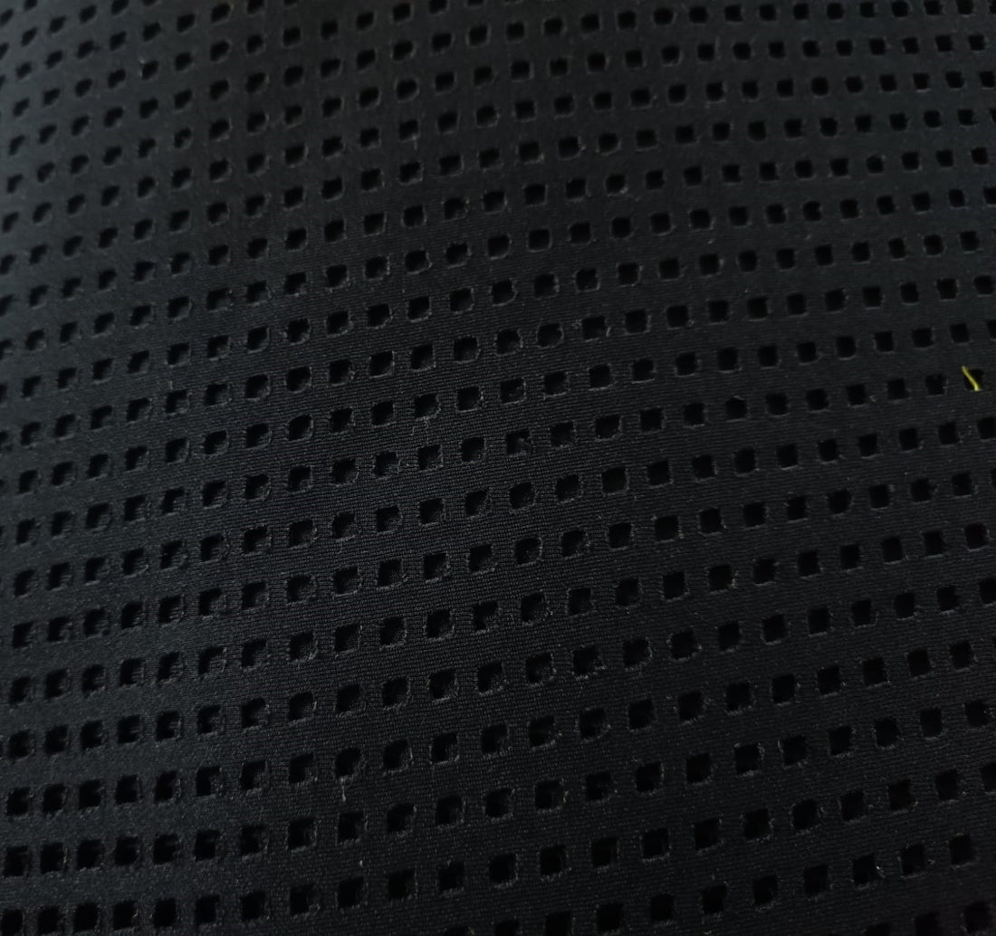 Scuba Suede Fabric Lazer Cut Punch Design Black Color 58" wide[12613]