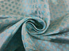 Silk Brocade~ Width 44&quot; Turquoise Blue &amp; Grey single length 0.60 yards