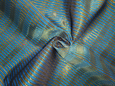 Chanderi silk fabric metallic gold stripe 44&quot; wide