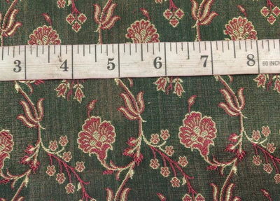 Silk Brocade fabric Green,Red &amp; Gold Color BRO70[2]