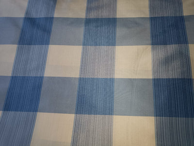SILK TAFFETA FABRIC IVORY CREAM GREY DARK GREYISH BLUE COLOR PLAIDS-54&quot; wide TAFC47[1]