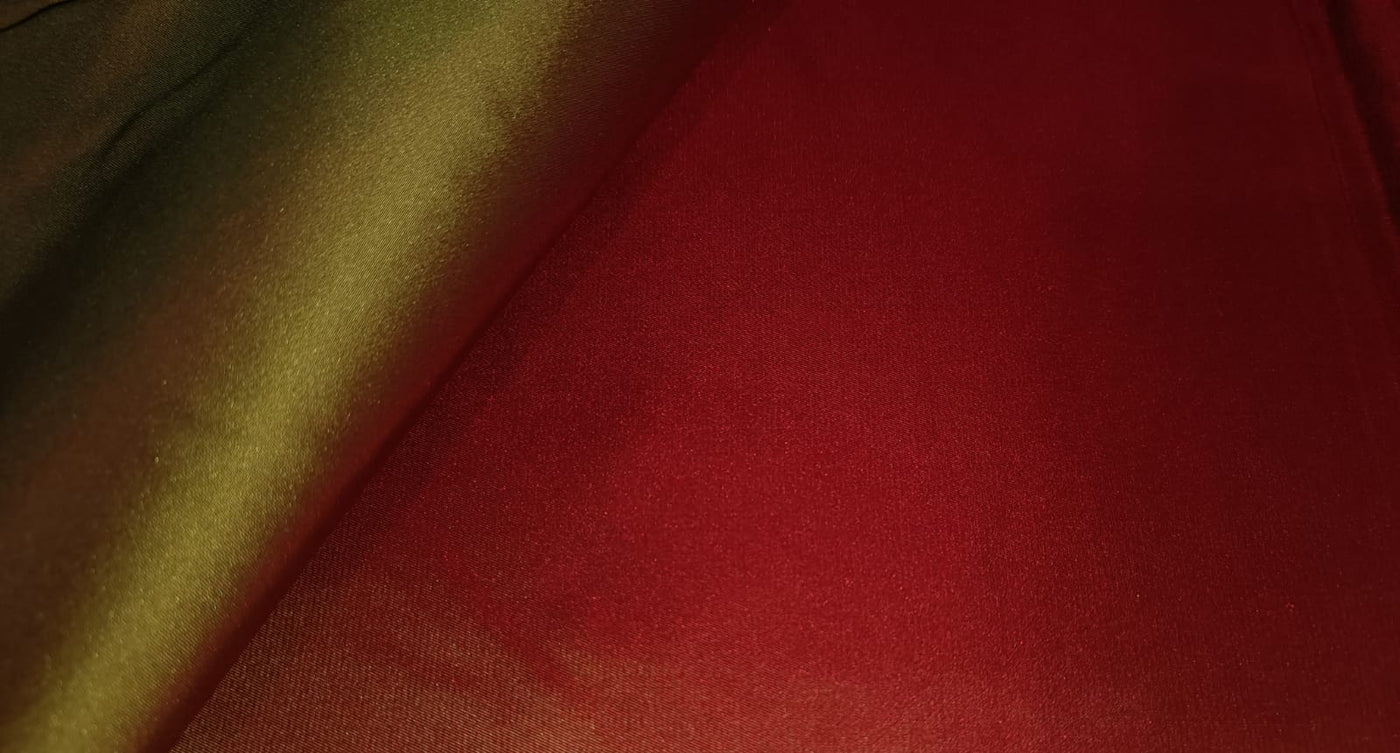 100% SILK DUTCHESS SATIN RED X GREEN 54" wide [12586]