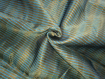 Chanderi silk fabric metallic gold stripe 44&quot; wide