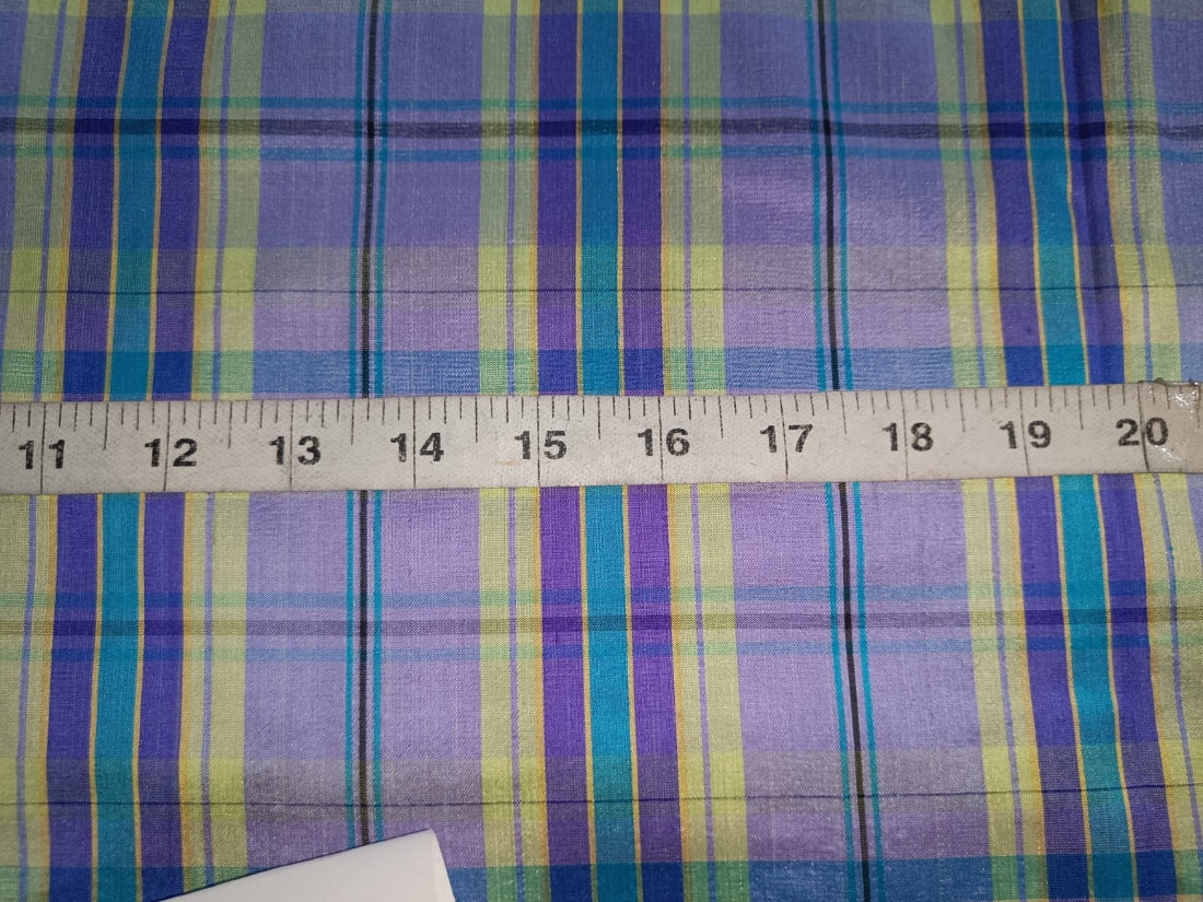 Silk Dupioni Shades of Purple, Green & Blue Plaids fabric 54" wide DUPC40[3]