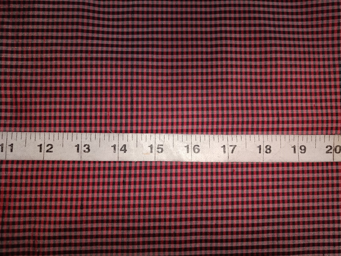 100% Silk dupioni small plaids 54&quot;-RED ,BLACK AND WHITE 54" wide
