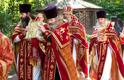 SILK BROCADE FABRIC RED,GOLD X BLUE COLOR 44&quot; VESTMENT BRO475[5]