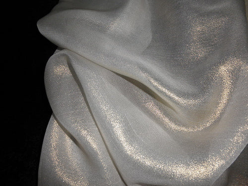 Silk georgette fabric gold glitter look 44&quot;