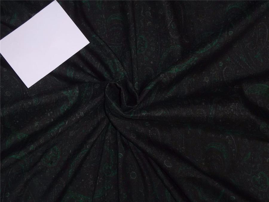 100% pure silk dupion print emerald green x black color 54" wide DUP PRINT #36[7]