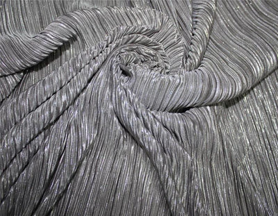 Grey x Silver Lurex Pleated Fabric ~ 58&quot; wide
