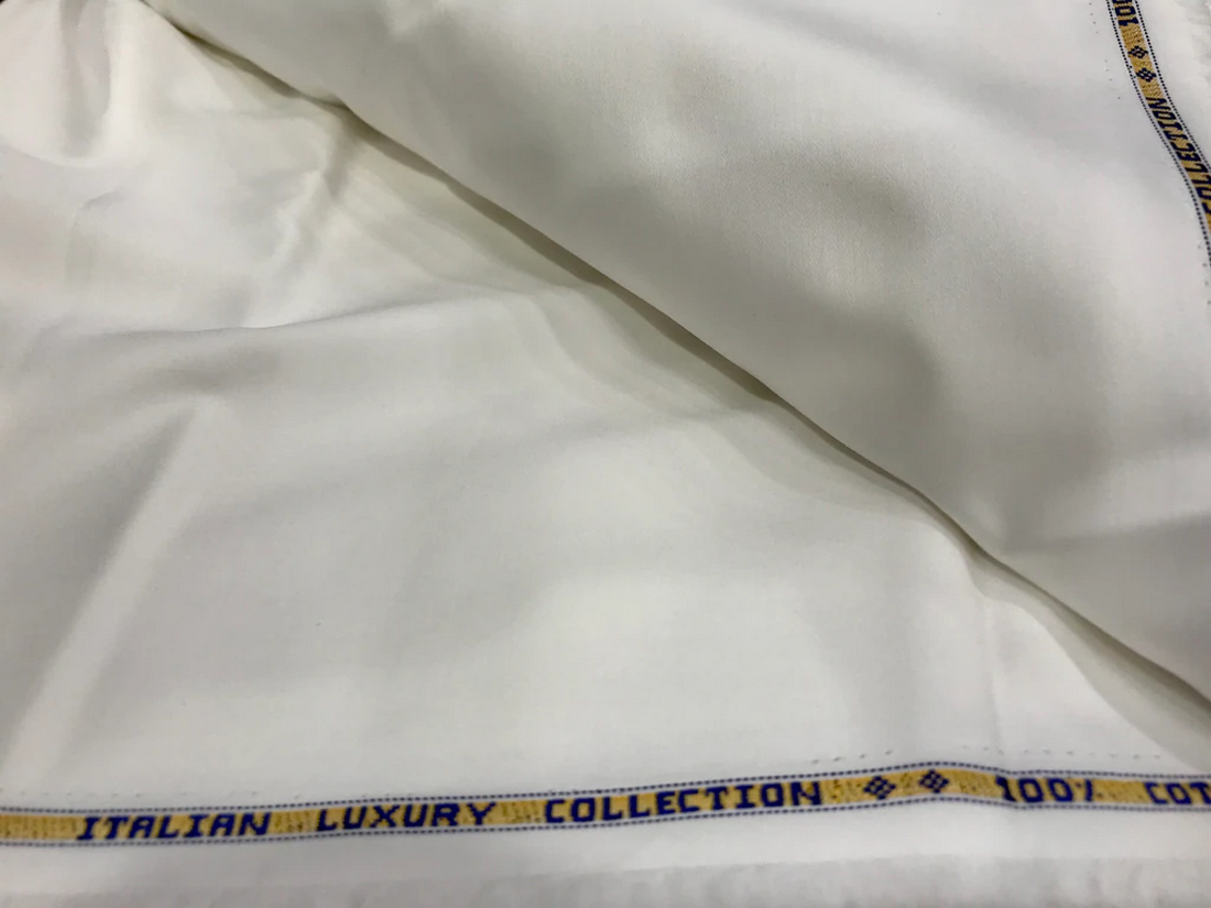 100% Cotton Italian White Colour Fabric 56" wide [11386]