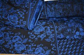 Silk Brocade Vestment Fabric Blue &amp; Black 44" wide BRO141[1]