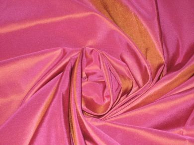 SILK TAFFETA FABRIC ~Hot pink with gold shot 54&quot; wide