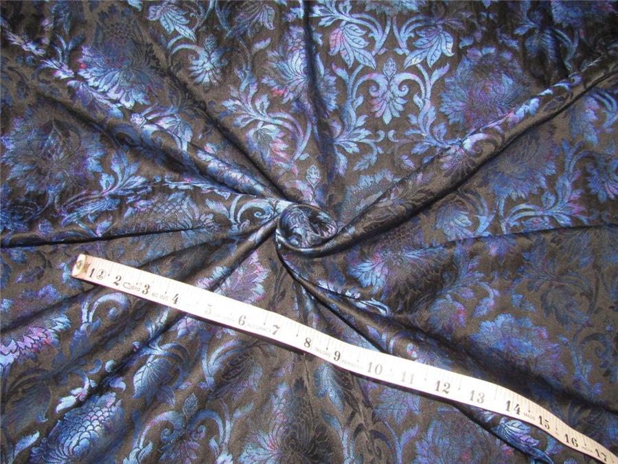 Silk Brocade Fabric iridescent blue x black 36&quot;wide