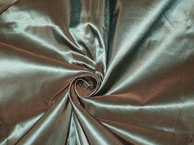 100% Pure SILK TAFFETA FABRIC Brown x Sea Green colour continuous piece 60&quot; wide TAF#184[4]