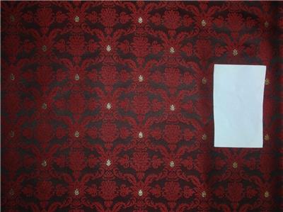 Silk Brocade Fabric redwine black and gold color 44" wide BRO535[2]
