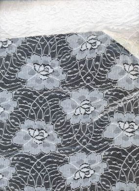 white net jacquard lace fabric 44&quot; wide - The Fabric Factory