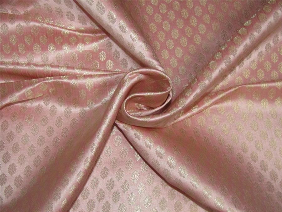Brocade fabric pink x metallic gold color 44&quot;wide