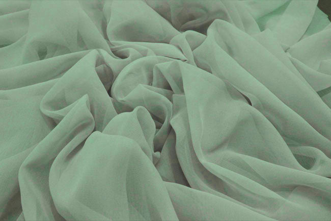 Mint Green silk chiffon fabric 44 inch wide~flat finish