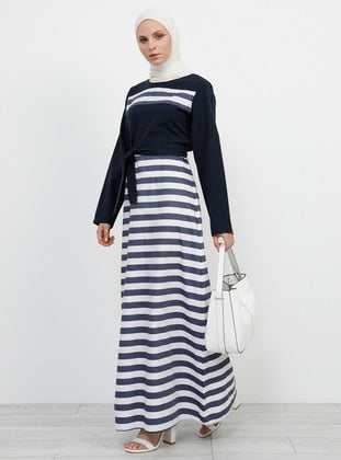 100% SILK TAFFETA Fabric Dark Blue &amp; Cream color 4 mm STRIPES TafS117 54&quot; wide