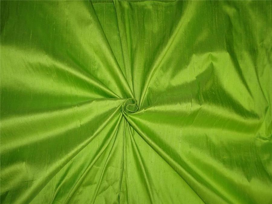 100% PURE SILK DUPION FABRIC BRIGHT LIME GREEN colour 54&quot; wide WITH SLUBS* MM61[3]