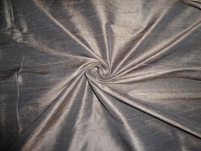 100% PURE SILK DUPION FABRIC COCO & DUSTY BLUE colour 54&quot; wide WITH SLUBS*