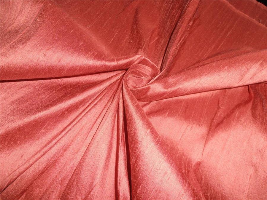 100% PURE SILK DUPIONI FABRIC DUSTY RED colour 54&quot; wide WITH SLUBS*