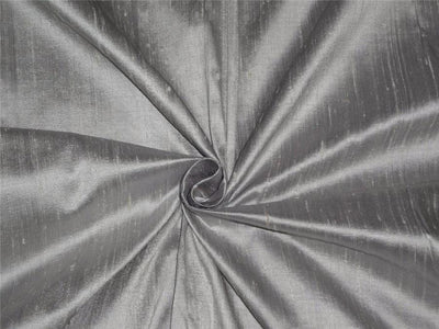 100% PURE SILK DUPIONI FABRIC ICY GREY X SILVER colour 54&quot; wide WITH SLUBS*