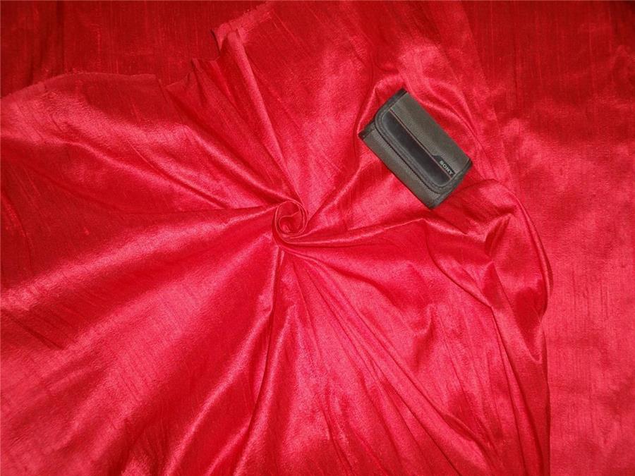 100% PURE SILK DUPION FABRIC RUBY RED colour 54&quot; wide WITH SLUBS*