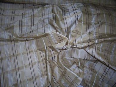 Silk taffeta gold colour plaids fabric 54&quot; wide - The Fabric Factory