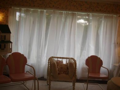white organdy curtains-stiff finish-