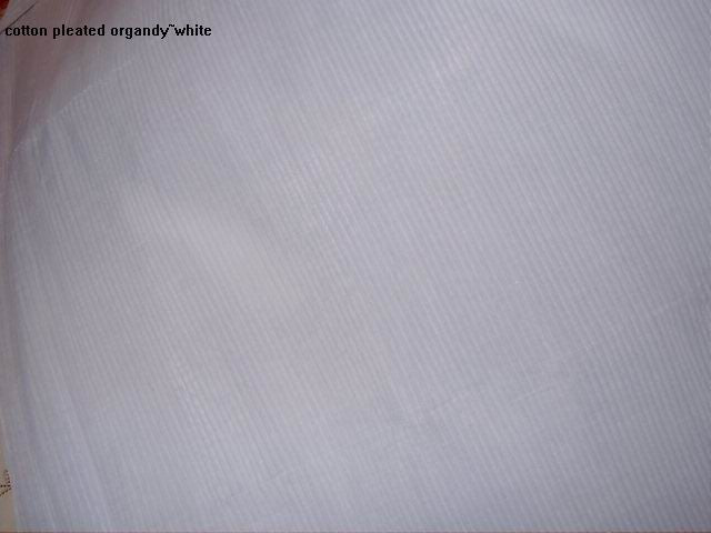 100% cotton organdy fabric white clour pleated 44&quot; wide