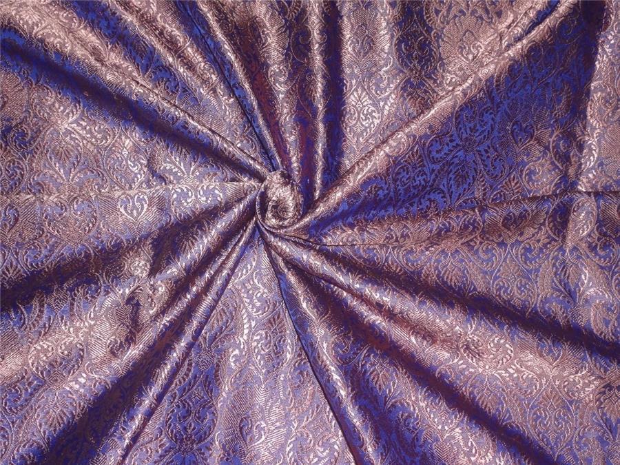 Silk Brocade Fabric purple blue and old rose 44&quot;BRO548[1]