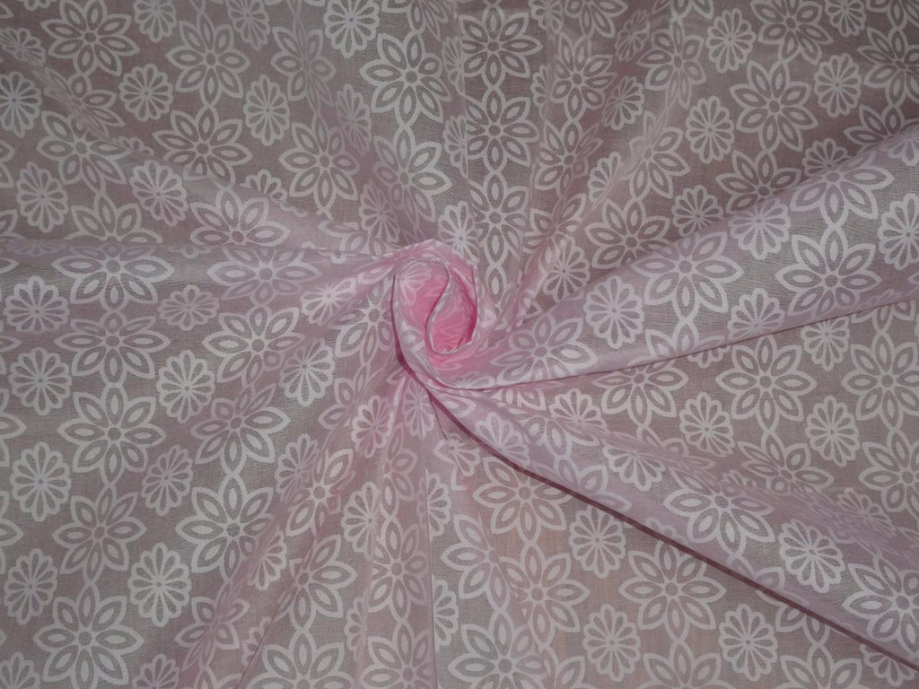 Cotton organdy floral printed fabric pink 44&quot;stiff cotorg-newprint8