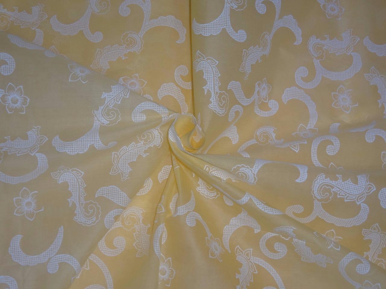 Cotton organdy printed fabric pastel yellow 44&quot;stiff cotorg-newprint3