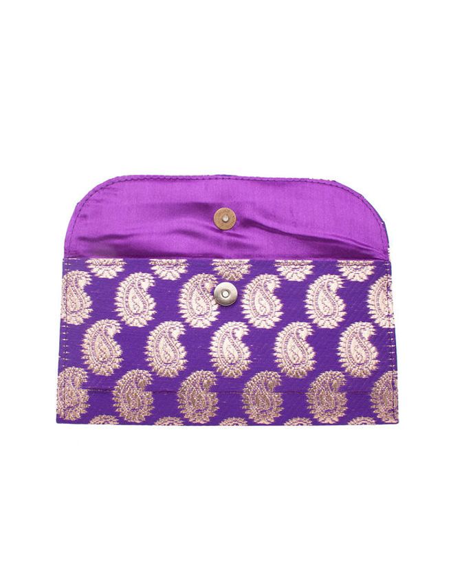 SILK BROCADE FABRIC Blueish Purple &amp; metallic BRO133[5]