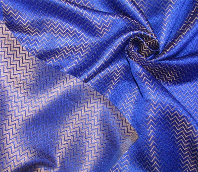 Reversible Brocade Fabric Royal blue x metallic gold Color 44&quot;