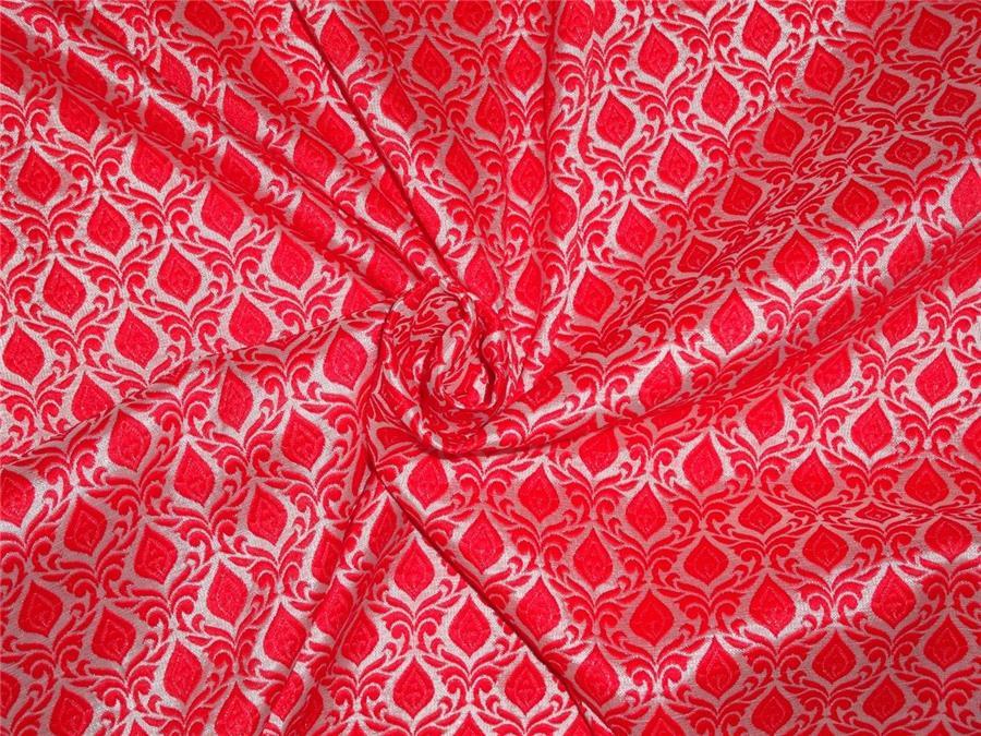 Silk Brocade Fabric red x silver color 44" wide BRO540[2]