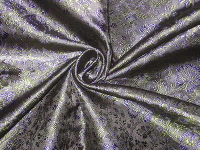 SILK BROCADE FABRIC Purple,Green &amp; Black