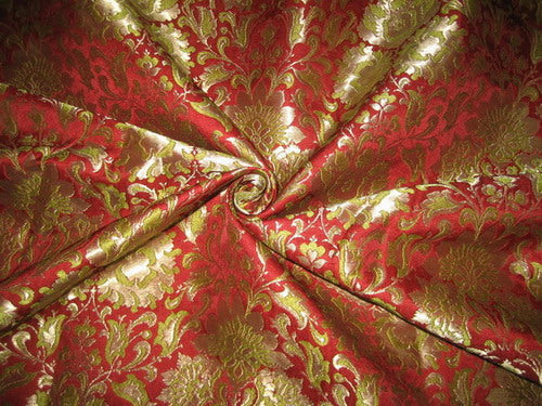 Heavy Silk Brocade Fabric Green,Wine &amp; Gold color 44" wide BRO117[2]