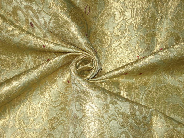 Heavy Silk Brocade Fabric Dull Gold,Red & Gold color 44" wide BRO120[2]