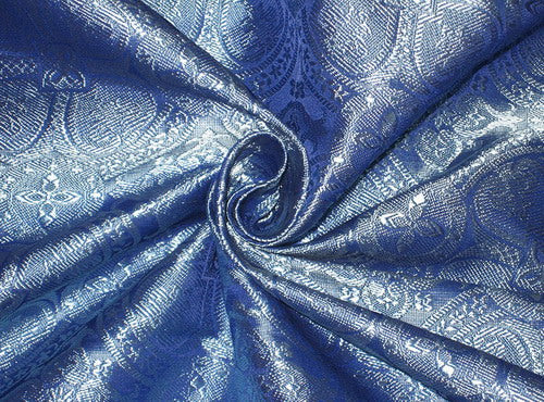 Silk Brocade Vestment Fabric Blue color 44" wide BRO125[4]