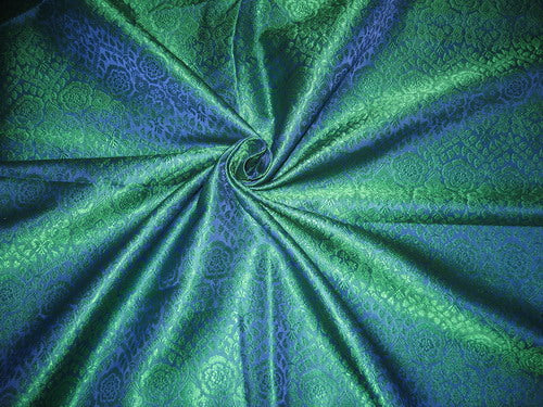 Silk Brocade fabric Peacock Blue &amp; Green BRO127[5]
