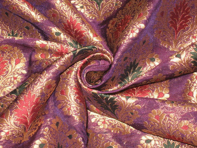 Silk Brocade Fabric Gold,Green,Red &amp; Purple color 44" wide BRO132[1]