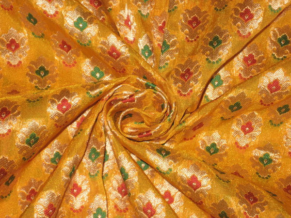 Silk Brocade Fabric Gold,Green,Red & Yellow color 44" wide BRO132[6]
