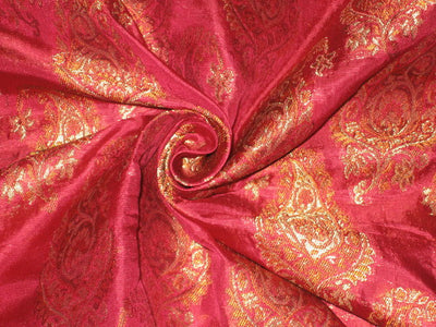 Silk BROCADE FABRIC Hot Pink,Brown &amp; Metallic Gold BRO135[1]