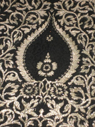Heavy Pure Silk Brocade Fabric Metallic Gold &amp; Black*