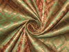 Spun Silk Brocade Fabric Metallic Gold &amp; Iridescent Green 44" wide BRO142[6]