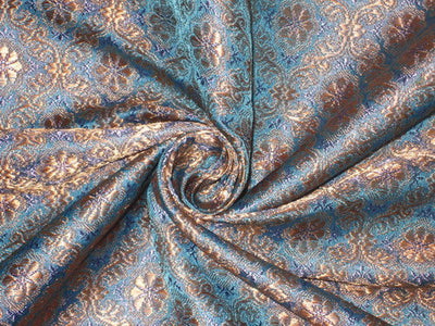 Silk Brocade Fabric Metallic Gold,Lavender &amp; Blue 44" wide BRO142[5]